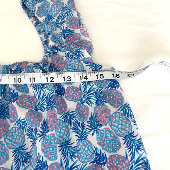 Simply Southern Wms M Blue Pineapple Print Cotton Midi Sun Dress Coastal Preppy - Picture 9 of 12